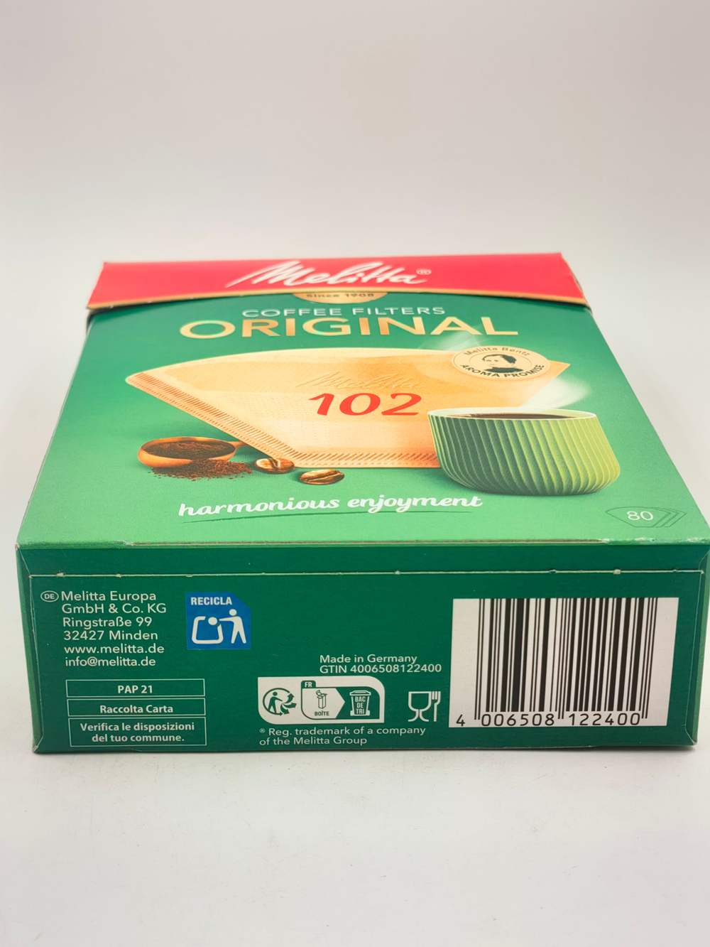 Фильтры для кофе 102 Melitta Original неотбеленный 80 шт. (Германия)