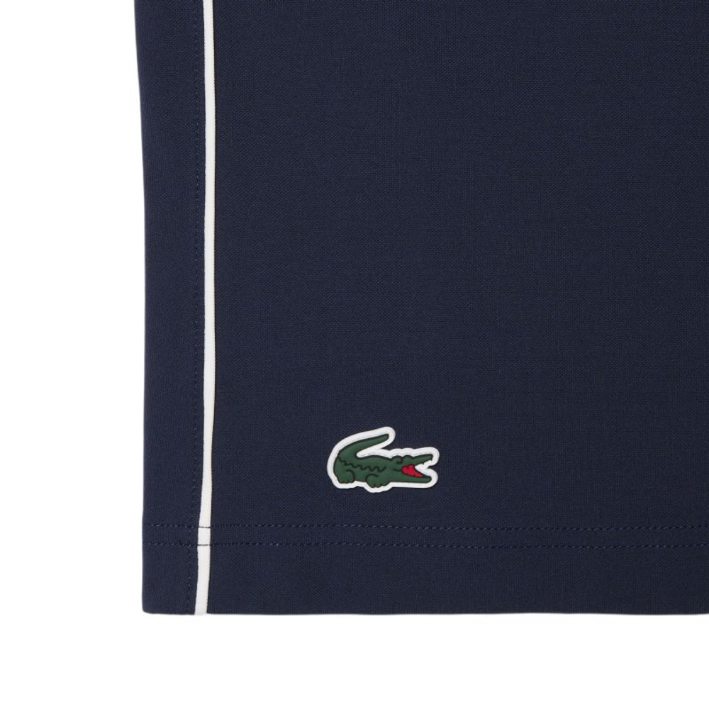 Meskie polo tenisowe Lacoste Ultra Dry Badge Accent Tennis Heritage - navy blue/white