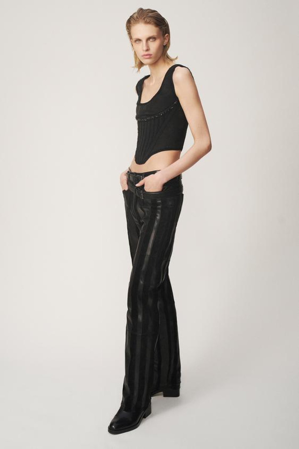 ZARA ЖАККАРДОВЫЙ КОРСЕТ С БУСИНАМИ — THE ITEM, ЧЕРНЫЙ