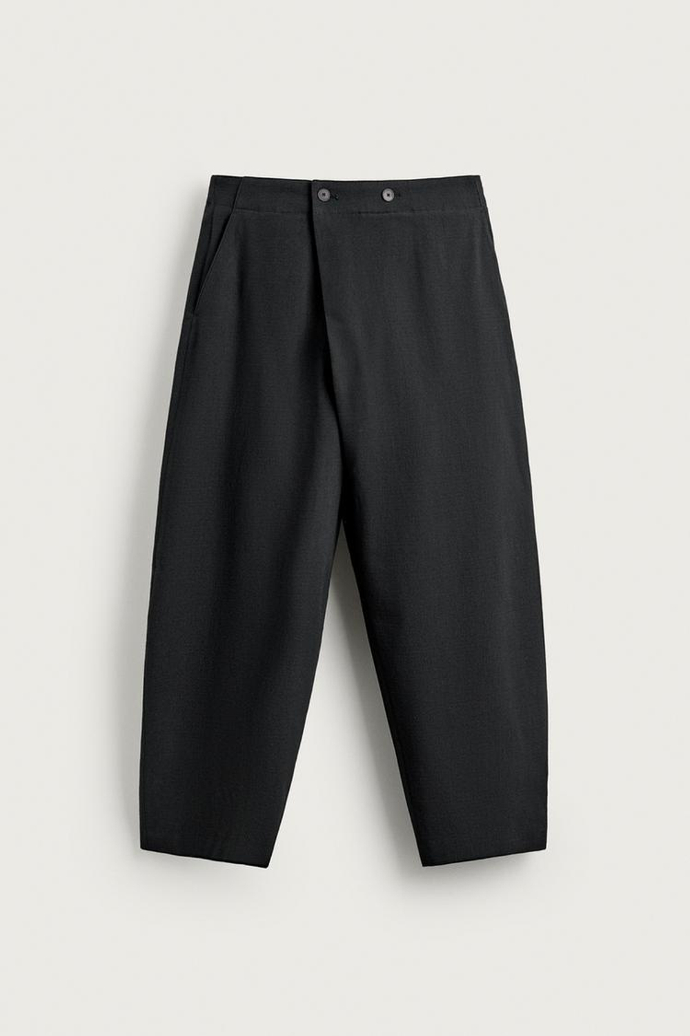 ZARA БРЮКИ BALLOON FIT С ЗАПАХОМ, ЧЕРНЫЙ