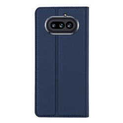 Чехол книжка из кожи синего цвета для Nothing Phone 4a, серия Skin Pro Series от Dux Ducis