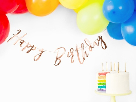 Гирлянда "С Днем Рождения" [Happy Birthday] (розовое золото) 62 см