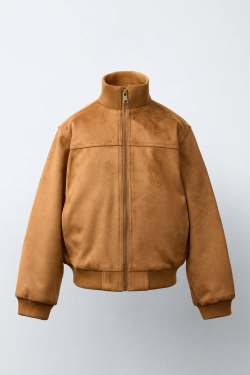 ZARA БОМБЕР ИЗ ИСКУССТВЕННОЙ ЗАМШИ, РЫЖЕВАТО-КОРИЧНЕВЫЙ