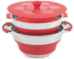 Кастрюля с дуршлагом Outwell Collaps Pot w/colander & lid 4.5L Red [650208]