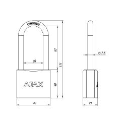 Замок навесной AJAX PD-01-50-L /42239/