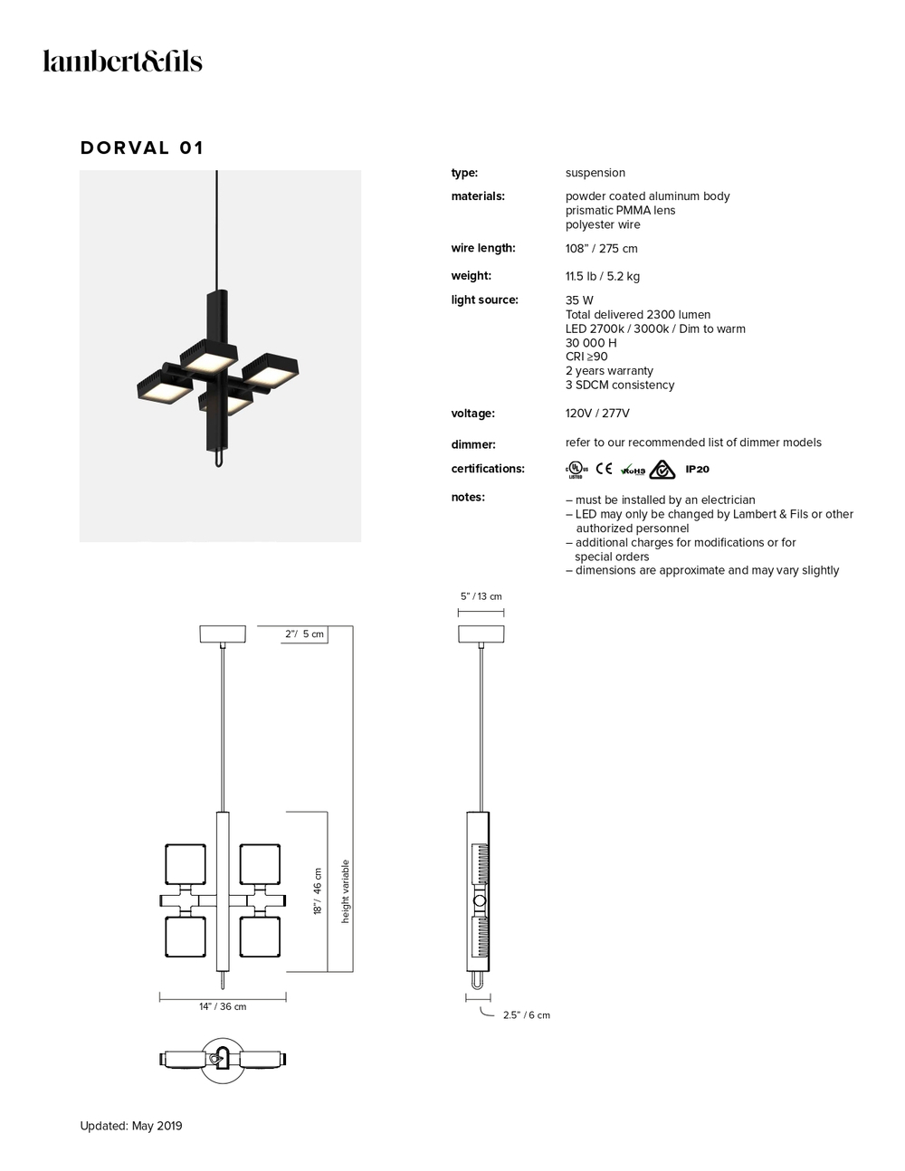 Подвесной светильник LAMBERT & FILS Dorval 01