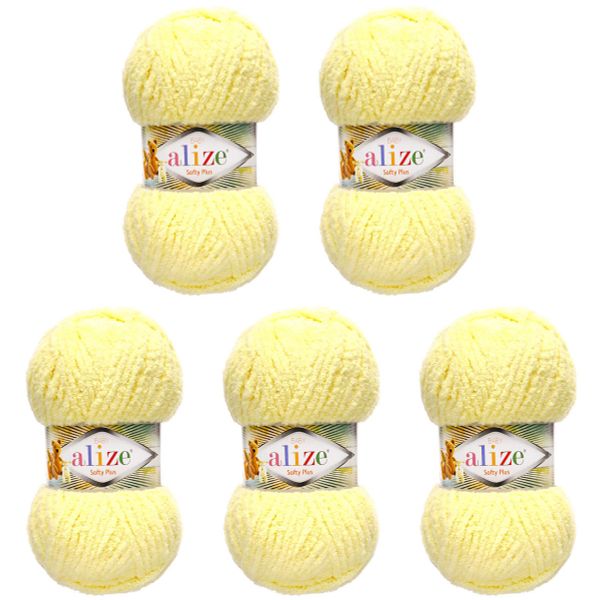 Пряжа Alize (Ализе) Softy Plus / уп.5 мот. по 100 г, 120м, 013 желтый A