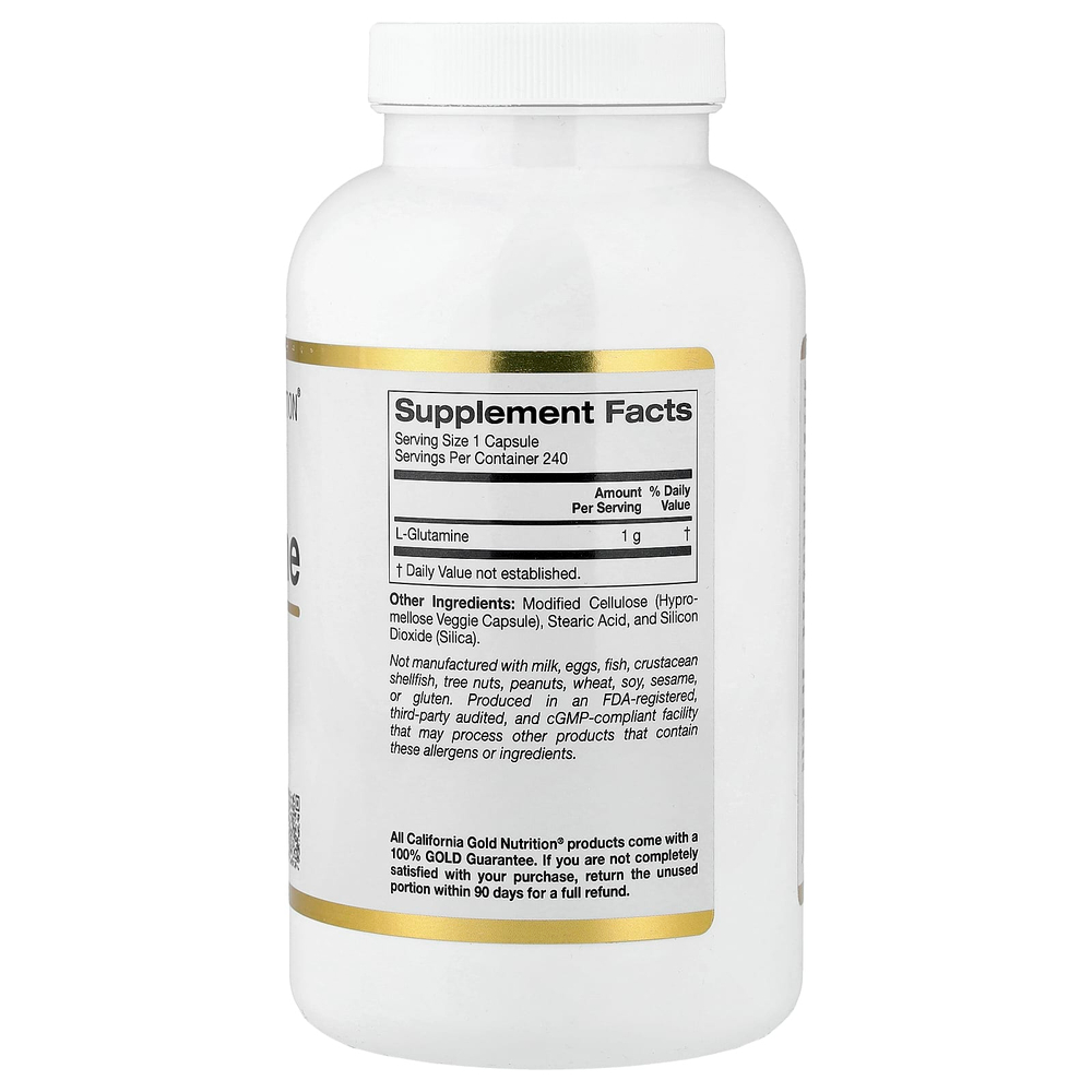 California Gold Nutrition, L-глютамин, 1000 мг, 240 растительных капсул