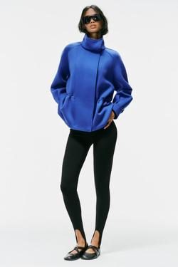 ZARA ТЕХНИЧЕСКАЯ КУРТКА С СОБРАННЫМИ ДЕТАЛЯМИ, СИНИЙ ЭЛЕКТРИК