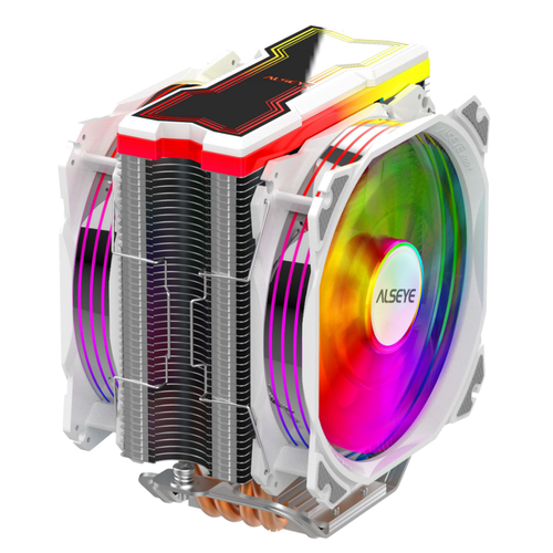 Кулер для CPU Alseye M120D, 2х120мм, 4-pin, Al+Cu, серебристый-белый/ARGB, 800-1700rpm, 66CFM, 35.8дБ, 4-PIPE(прямой контакт), TDP 180Вт, INTEL 1700/1200/115x/775/1366/2011, AMD AM5/AM4/AM3(+)/AM2(+)/FM2(+)/FM1 (AS.01.01.0025)
