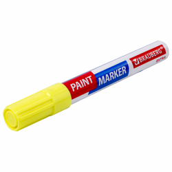 Маркер-краска лаковый EXTRA (paint marker) 4 мм, ЖЕЛТЫЙ, УСИЛЕННАЯ НИТРО-ОСНОВА, BRAUBERG, 151984
