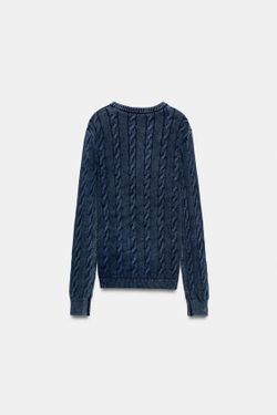 ZARA - FRUIT OF THE LOOM™ ДЖЕМПЕР КРУПНОЙ ВЯЗКИ, ИНДИГО