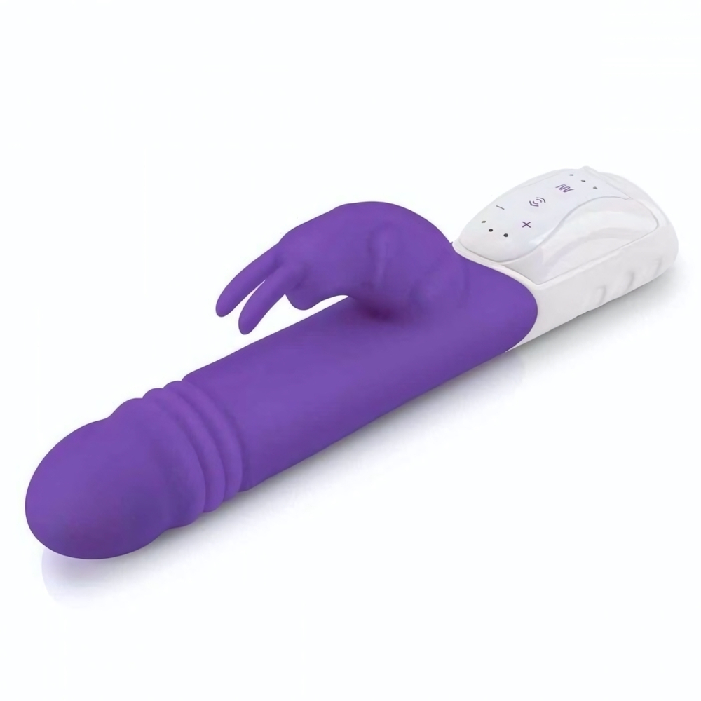 Фиолетовый пульсирующий вибромассажер G-Spot Thrusting Rabbit - 24 см. (Цвет: фиолетовый)