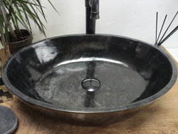 Раковина из мрамора Oval Black Tin Lip MO-60974 52x38x14 из натурального камня