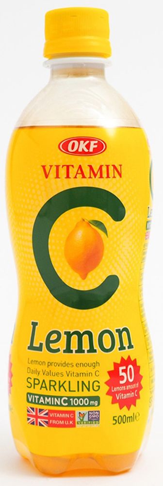 Газированный напиток OKF Vitamin C Lemon Sparkling "Лимон" 0.5л - 20шт