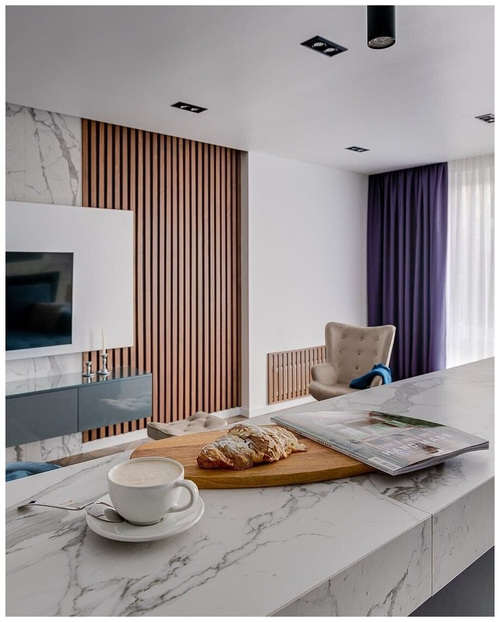 Декоративные рейки из дерева 40х20 мм, цвет 3442, с механизмом скрытого монтажа