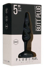 Черная витая анальная пробка Rounded 5 Inch - 12,7 см. (Цвет: черный)