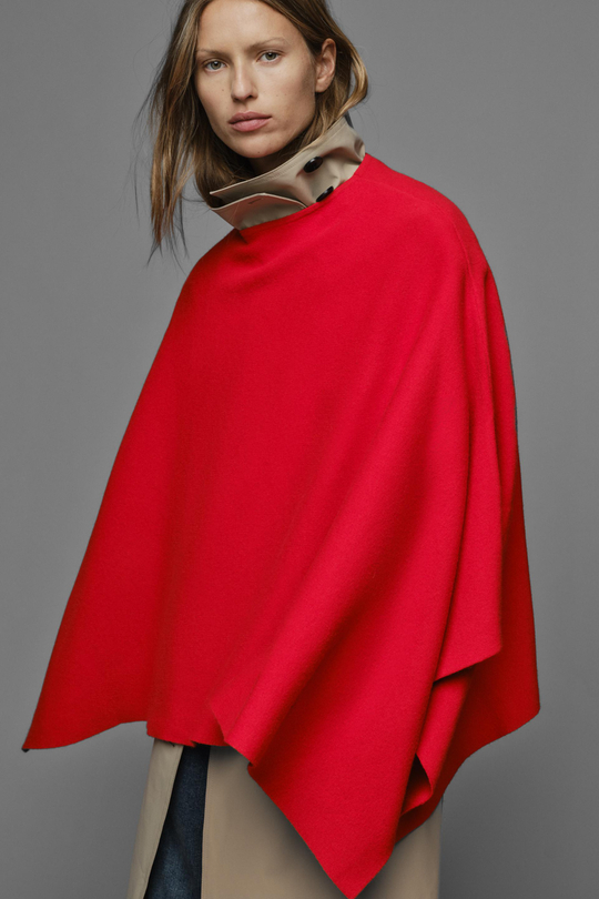 ZARA ОДНОТОННАЯ ТРИКОТАЖНАЯ НАКИДКА, КРАСНЫЙ