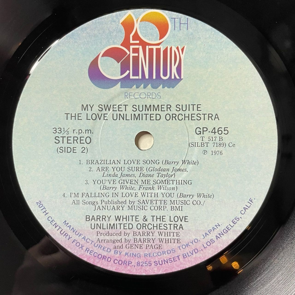 Винтажная виниловая пластинка LP Barry White Love Unlimited Orchestra My Sweet Summer Suite (Japan 1976) (Obi)