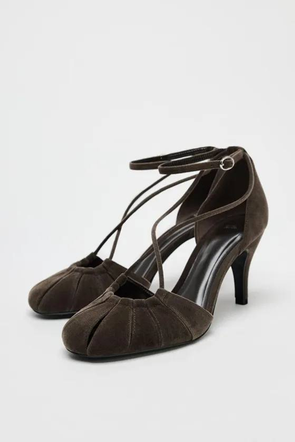 ZARA ТУФЛИ СО СБОРКОЙ, СЕРЫЙ