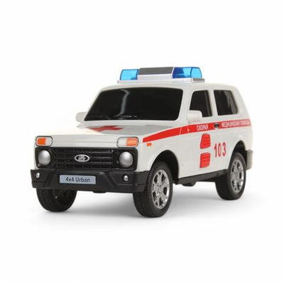 Модель ин. пласт. "Lada 4x4 Urban. Скорая" 19,см, свет/звук, открыв. двери (Технопарк)