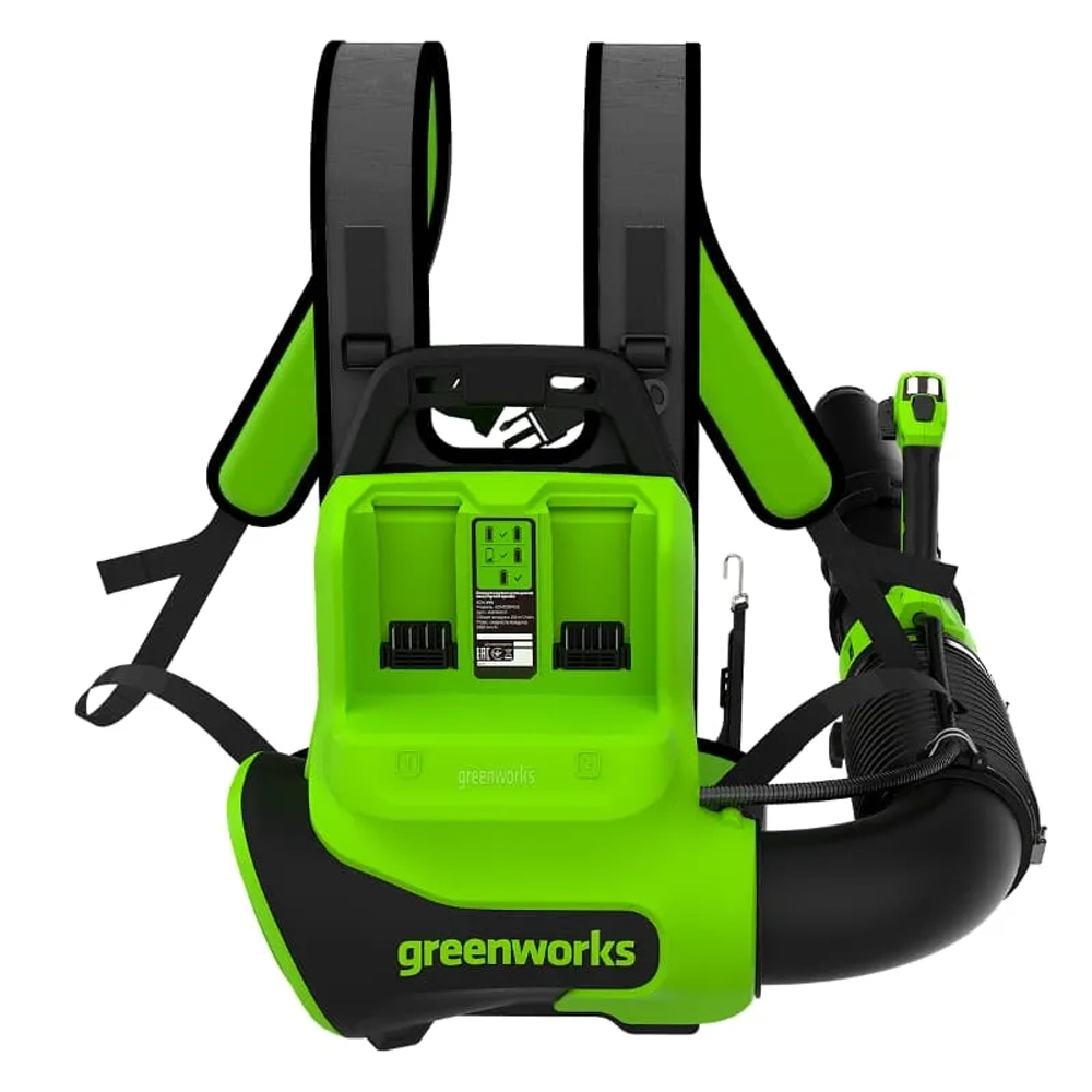 Ранцевая воздуходувка аккумуляторная Greenworks GD40BPG2, 40V, бесщеточная, с 1хАКБ 4 Ач и ЗУ (2408107UB)
