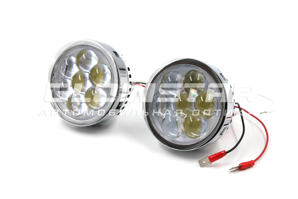 Светодиодные модули LED Aozoom Blue Aurora (ALPD-04) дальнего света с ДХО синего цвета (паучий глаз), под маски 3.0 дюйма, крепеж H7/H4, 21Вт (комплект, 2шт)
