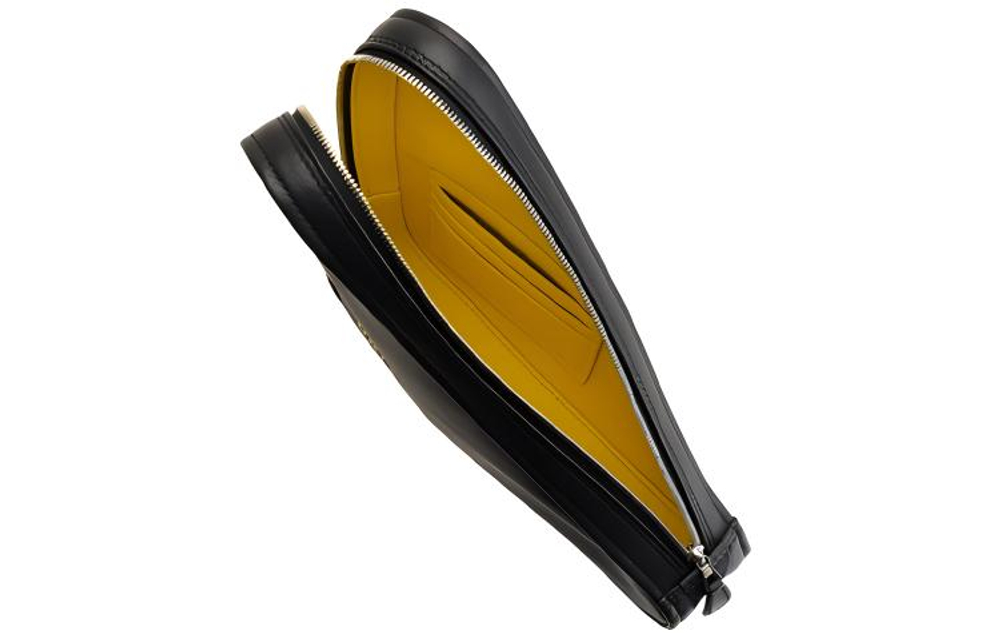 Balenciaga Cow Leather Triangle Bag Clutch Medium Women"s Black Yellow