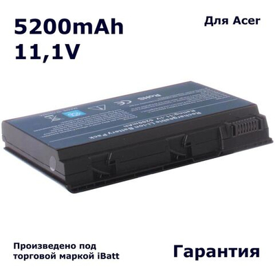 Аккумулятор iBatt 5200mAh, для Extensa 5220 5620 5630 5620G TravelMate 5320 5430 5720 5630G 7620G 5210 5620Z 5630EZ