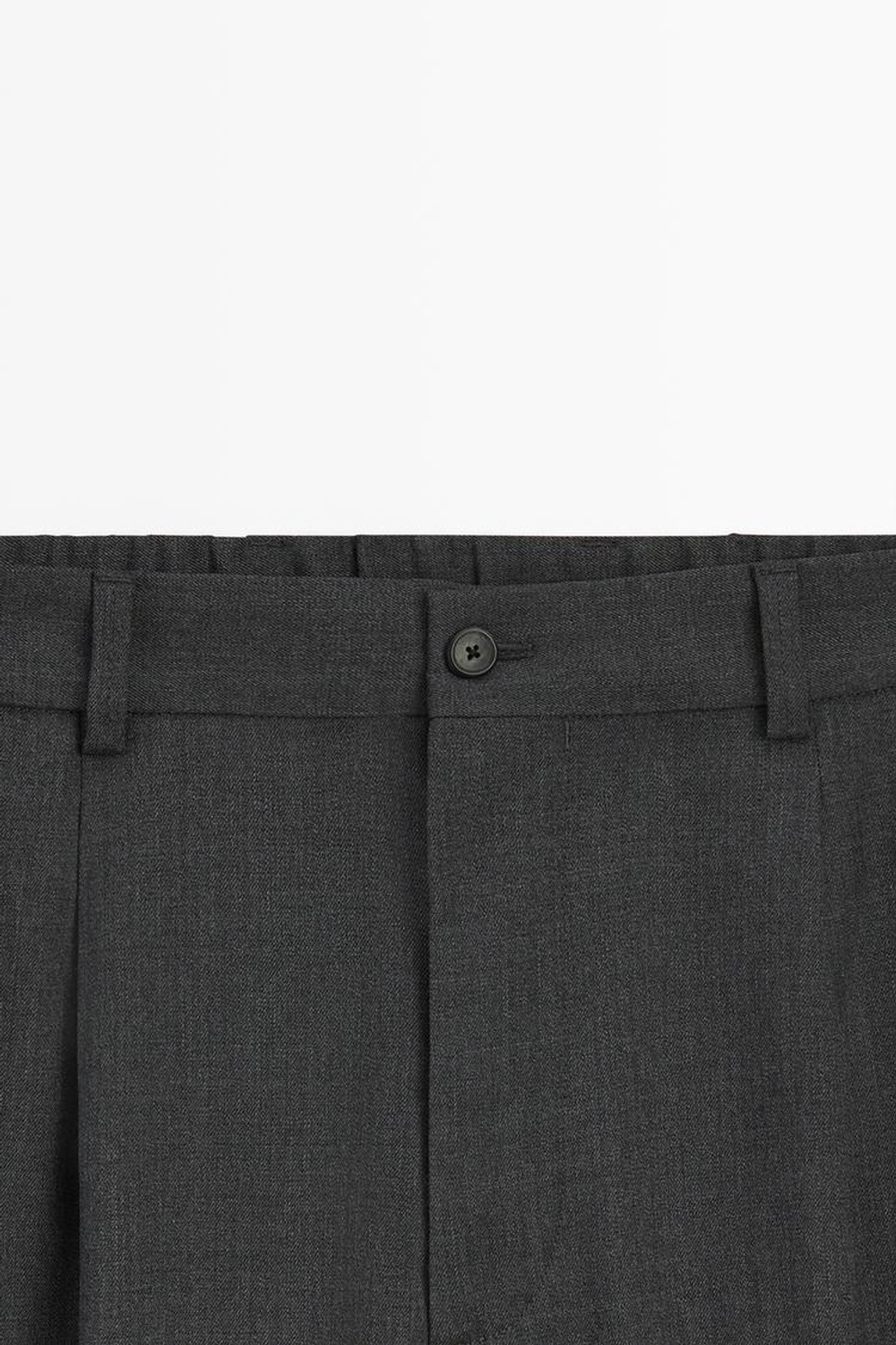 Massimo Dutti Брюки свободного кроя со складками из 100% тонкой шерсти, серый
