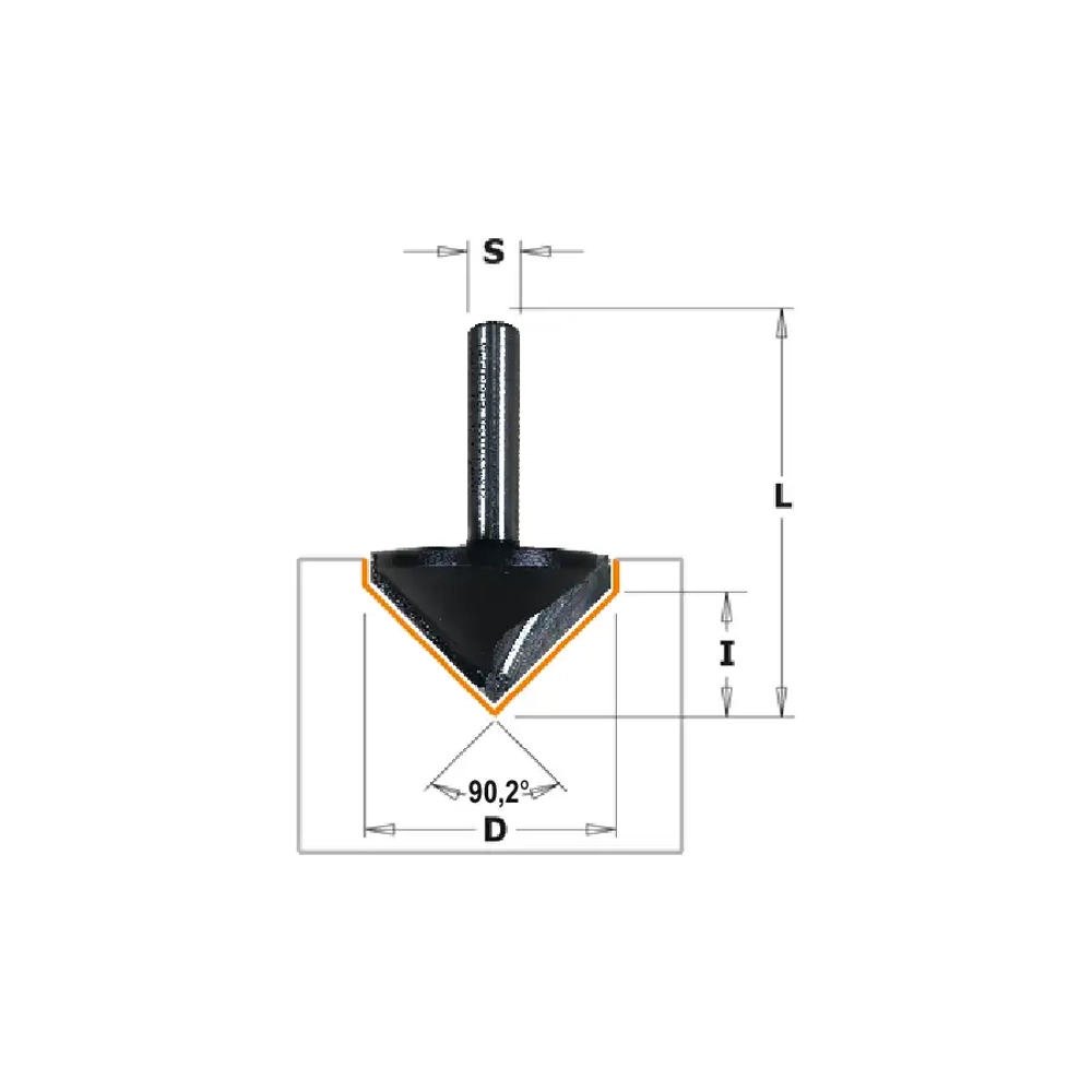 Фреза V- образная для углового соединения V 90,2° S=8 D=37x18,3x58 RH CMT S915.04021