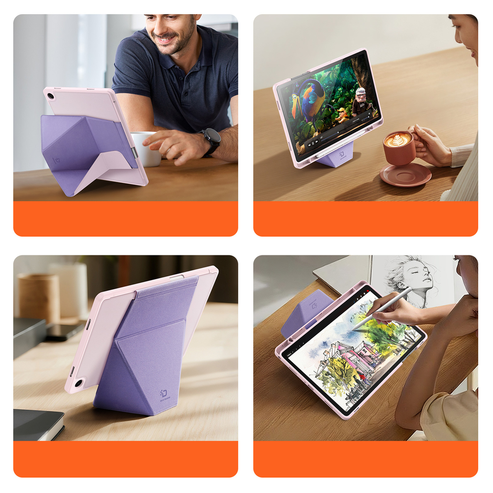 Чехол книжка розового цвета от Dux Ducis для планшета Samsung Galaxy Tab A9 Plus и Tab 11 Plus, серия Vers Series Case, с магнитным держателем Pencil