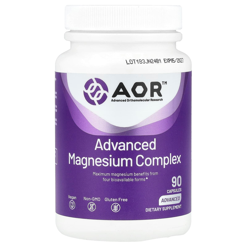 Advanced Orthomolecular Research AOR, Улучшенный комплекс магния, 90 растительных капсул