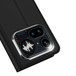 Чехол книжка из кожи черного цвета для Nothing Phone 4a Pro, серия Skin Pro Series от Dux Ducis
