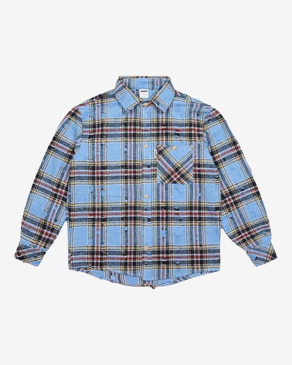 Рубашка ripped plaid синяя - фото 3