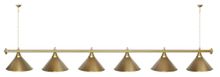 Лампа STARTBILLIARDS 6 пл. (плафоны голубые,штанга золотая,фурнитура золото)