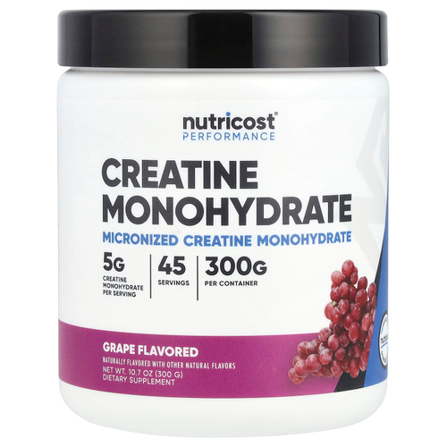 Nutricost, Performance, моногидрат креатина, виноград, 300 г (10,7 унции)