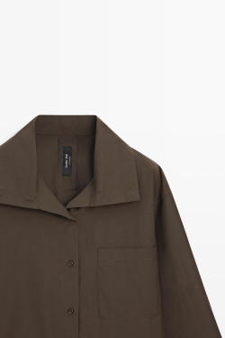 Massimo Dutti Куртка-рубашка с воротником-стойкой и пряжками, хаки