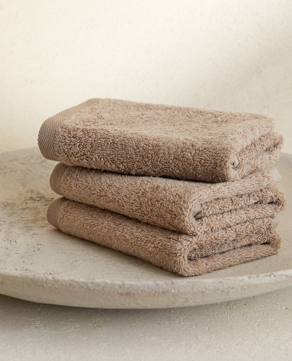 ZARA HOME (НАБОР ИЗ 3 ШТ.) ПОЛОТЕНЦЕ ИЗ ВЫСОКОКАЧЕСТВЕННОГО ХЛОПКА, БЕЖЕВЫЙ