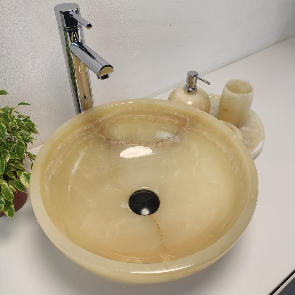 Раковина из оникса Bowl Yellow BO-61090 40x40x15 из натурального камня