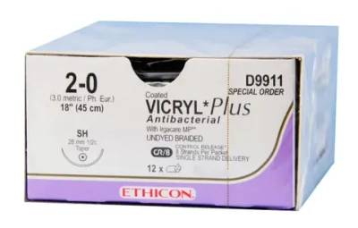 Викрил Плюс фиолетовый 70 см игла колющая 36 1/2 36 шт VCP324H