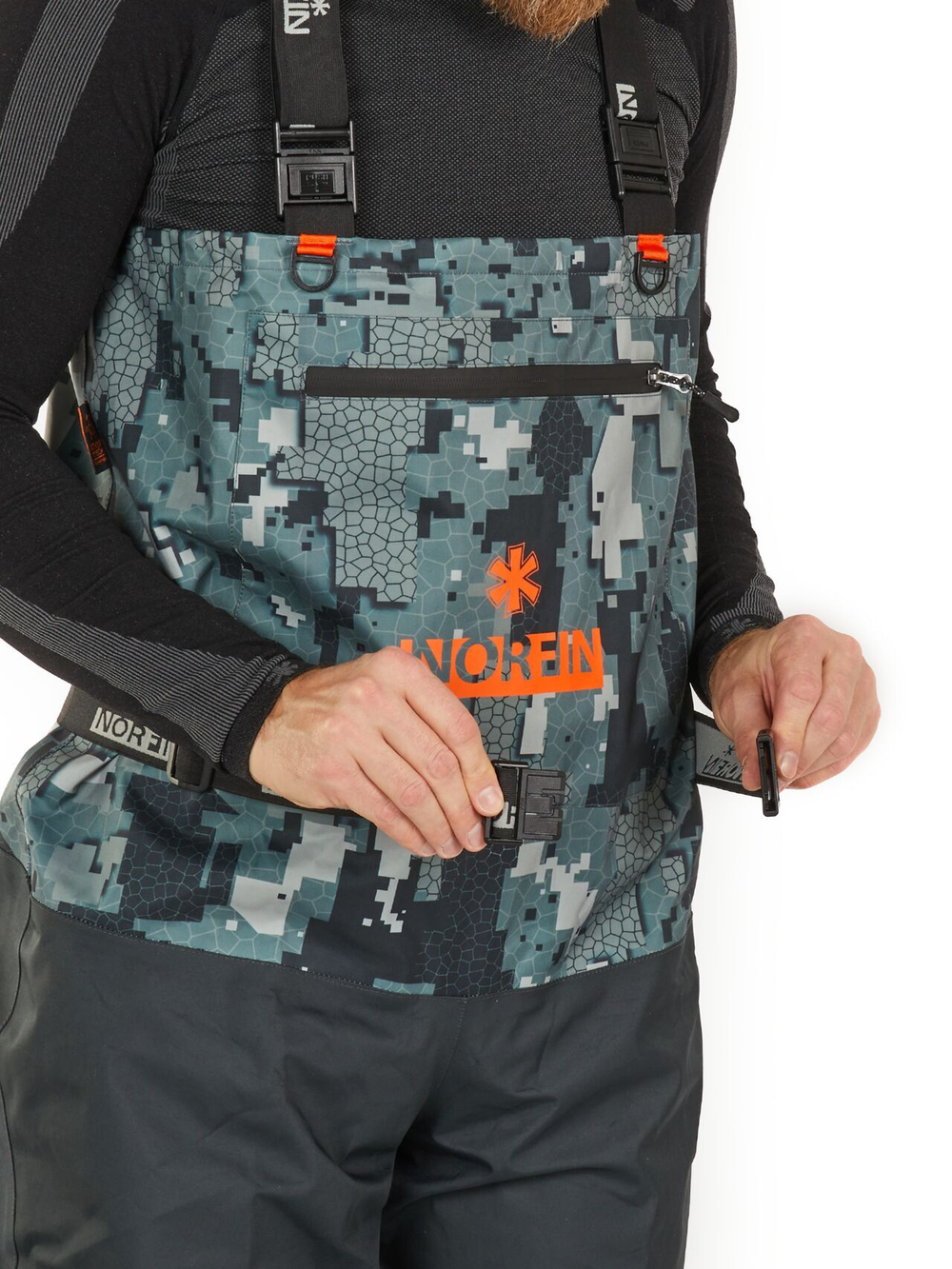 Полукомбинезон заброд. Norfin PILOT CAMO BOOTFOOT р.45-XL с сапогами резина