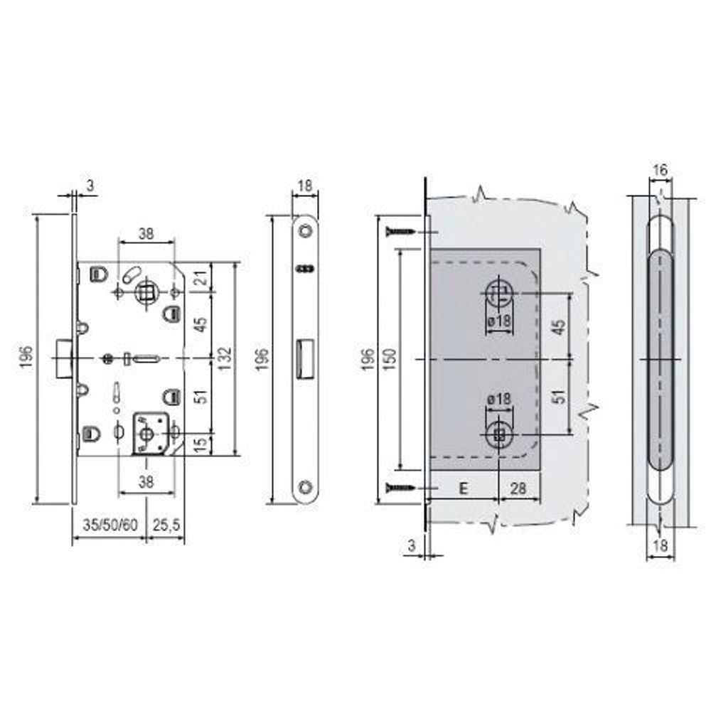 Замок межкомнатный AGB WC MEDIANA POLARIS B06102.50.34.567 (мат.хром) /25595/