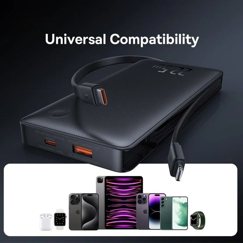 Внешний аккумулятор повербанк чёрный Power Bank 10000mAh 22.5W BASEUS PPAP2-10A