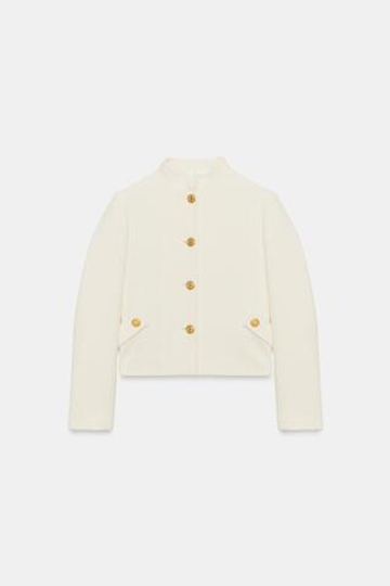 ZARA УКОРОЧЕННЫЙ БЛЕЙЗЕР, ЭКРЮ