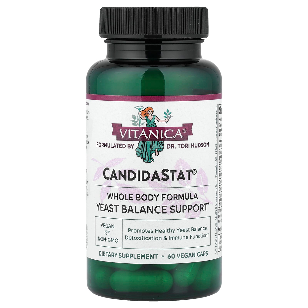 Vitanica, CandidaStat®, добавка для поддержки баланса дрожжей, 60 веганских капсул