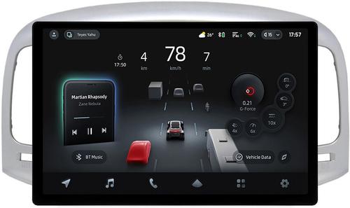 Магнитола для Hyundai Verna 2006-2010 (рамка серебро) - Teyes CC4-PRO монитор 13" 2K QLED на Android 13, Быстрейшая, Snapdragon 778G, ИИ, CarPlay, DSP, 4G SIM-слот