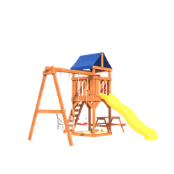 Детская площадка Fun Land с плетенным креслом, горкой и столиком со скамейками