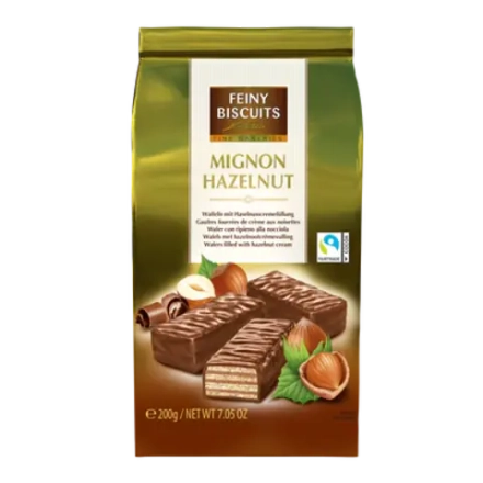 Вафли 200 г, с орехово-кремовой начинкой в какао-глазури, TM Feiny Biscuits