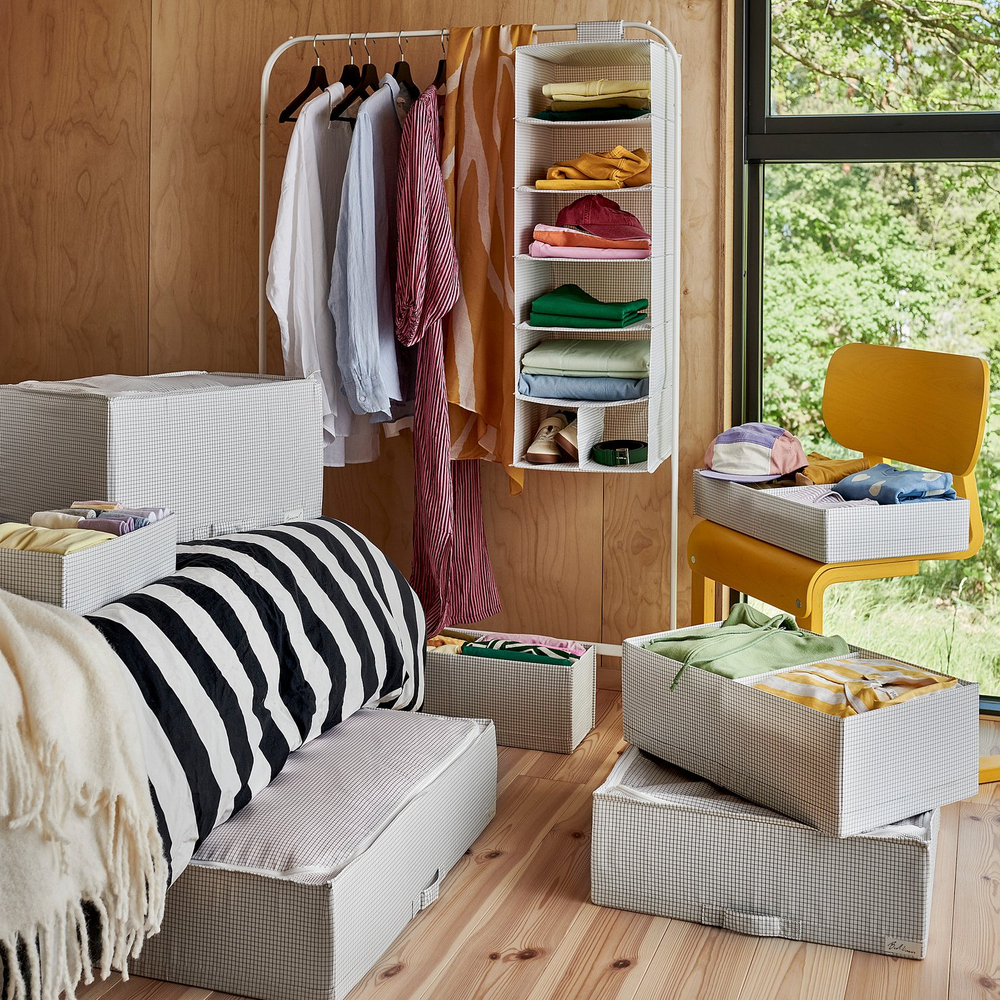 IKEA STUK  (ИКЕА СТУК)  -  Коробка с отделениями - белый/чёрный 17х32х10 см